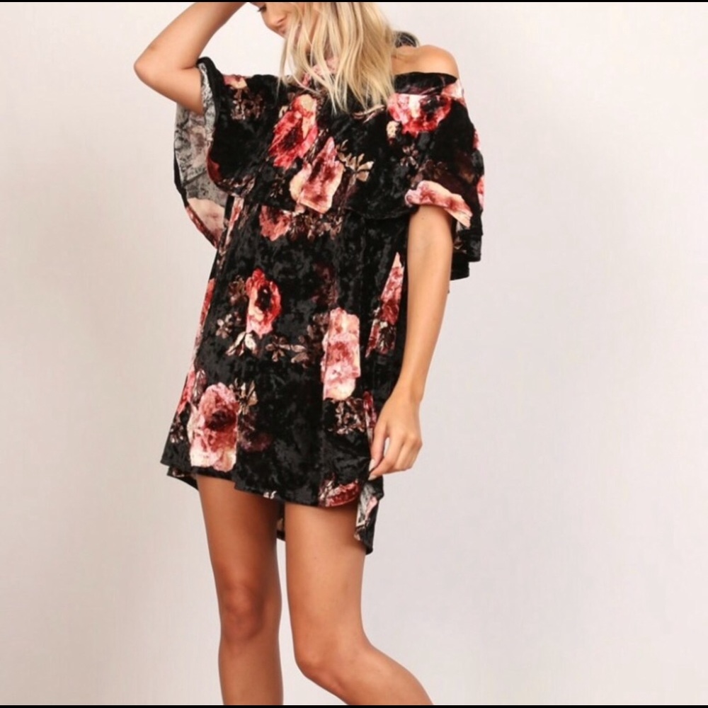 Halter Velvet Ruffle Mini Dress - Picture 4 of 4